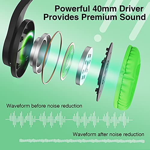 ShinePick Gaming Headset mit Mikrofon per Kinder, 3.5mm Wired Leicht Bequem Overear Bass Surround Gaming Kopfhörer for PS4/ Xbox One/s/PC/Computer (Grün) Bild 2