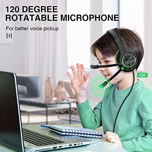 ShinePick Gaming Headset mit Mikrofon per Kinder, 3.5mm Wired Leicht Bequem Overear Bass Surround Gaming Kopfhörer for PS4/ Xbox One/s/PC/Computer (Grün) Bild 5
