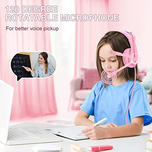 ShinePick Gaming Headset for ps4, 3.5mm Wired Leicht Bequem Overear Bass Surround Kinder Headset mit Mikrofon for PS4/ Xbox One/s/PC/Computer (Rosa) Bild 4