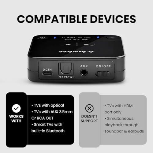Avantree HT4186 Funkkopfhörer Kabellose Nackenbügel Kopfhörer für Fernseher TV, PC mit Bluetooth Transmitter (Optisch, RCA, AUX) Plug & Play, Keine Verzögerung, ideal für Senioren Bild 3
