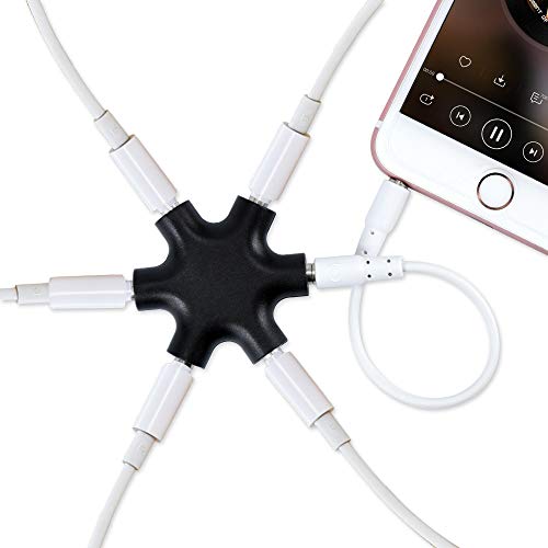 Multifunktionalen Audiosplitter 5-Fach Klinkenverteiler 3,5 mm Aux Klinkenverteiler Kopfhörer Buchse, für Smartphones, Laptops und PC in Weiß Bild 2