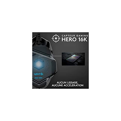 Logitech G502 HERO High-Performance Gaming-Maus mit HERO 25K DPI optischem Sensor, RGB-Beleuchtung, Gewichtstuning, 11 programmierbare Tasten, anpassbare Spielprofile, PC/Mac - Schwarz Bild 3