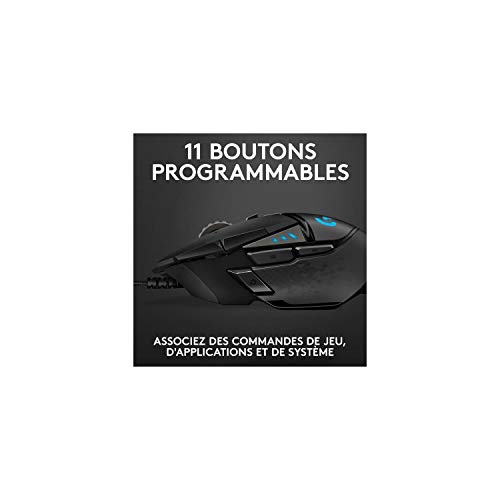 Logitech G502 HERO High-Performance Gaming-Maus mit HERO 25K DPI optischem Sensor, RGB-Beleuchtung, Gewichtstuning, 11 programmierbare Tasten, anpassbare Spielprofile, PC/Mac - Schwarz Bild 5