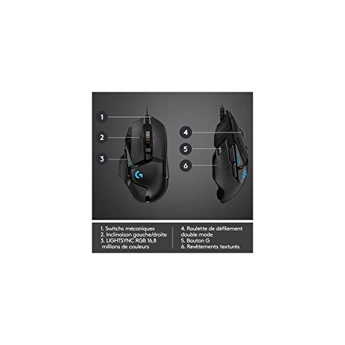Logitech G502 HERO High-Performance Gaming-Maus mit HERO 25K DPI optischem Sensor, RGB-Beleuchtung, Gewichtstuning, 11 programmierbare Tasten, anpassbare Spielprofile, PC/Mac - Schwarz Bild 6