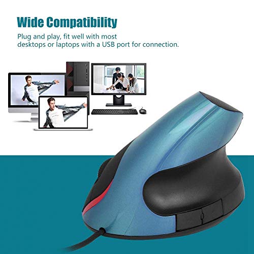VBESTLIFE 3200 DPI USB Vertikale Kabelgebundene Maus,Ergonomisches Handballenauflage Gaming Mäuse,geeignet für Spiel, Zuhause, Büro, Net-Bar, etc.(Blau) Bild 3