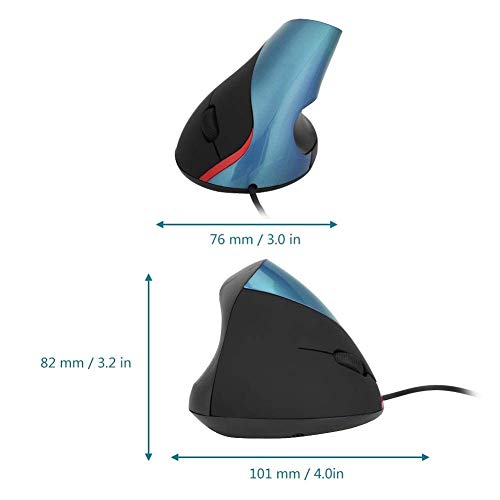 VBESTLIFE 3200 DPI USB Vertikale Kabelgebundene Maus,Ergonomisches Handballenauflage Gaming Mäuse,geeignet für Spiel, Zuhause, Büro, Net-Bar, etc.(Blau) Bild 6