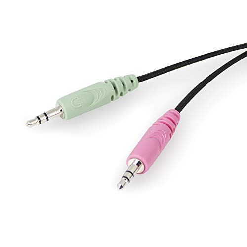 Ewent EW3562 Professioneller Kopfhörer mit Mikrofon für PC mit Lautstärkeregler, Notebook, Laptop, Doppelklinke 3,5 mm (1XAudio 1XMic), gepolsterte Ohrhörer, 2m Kabel, Schwarz/Grau Bild 5
