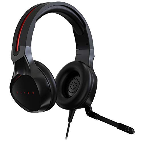 acer Nitro Gaming Headset (anpassbares Kopfband, omnidirektionales Mikrofon, 100 dB Empfindlichkeit) schwarz-rot Bild 2