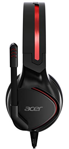 acer Nitro Gaming Headset (anpassbares Kopfband, omnidirektionales Mikrofon, 100 dB Empfindlichkeit) schwarz-rot Bild 5