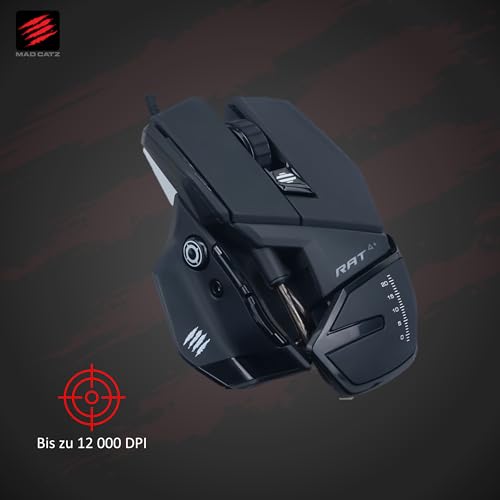 MAD CATZ R.A.T. 6+ Gaming-Maus USB – Ergonomisch mit 11 programmierbaren Tasten – PixArt 3360 Sensor 12.000 DPI – Schwarz mit RGB LED & Anpassbarer Daumen-/Fingerauflage Bild 4