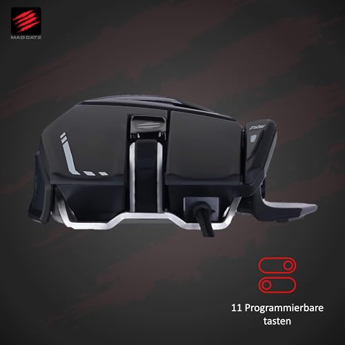 MAD CATZ R.A.T. 6+ Gaming-Maus USB – Ergonomisch mit 11 programmierbaren Tasten – PixArt 3360 Sensor 12.000 DPI – Schwarz mit RGB LED & Anpassbarer Daumen-/Fingerauflage Bild 5