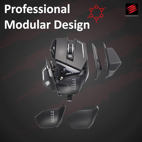 MAD CATZ R.A.T. 8+ Kabelgebundene Gaming-Maus – Ergonomisch – 11 programmierbare Tasten – Pixart 3389 Sensor 16000 DPI – PC Gamer Maus Schwarz mit roter LED & Verstellbarer Handballenauflage Bild 3