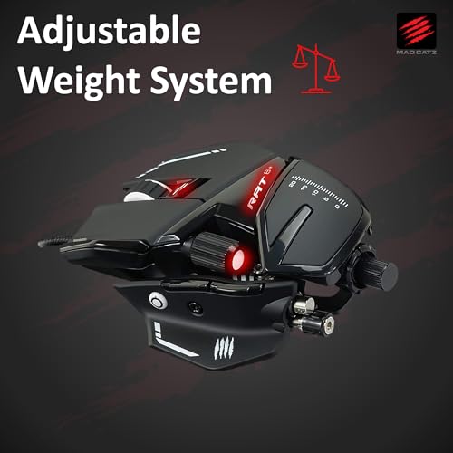 MAD CATZ R.A.T. 8+ Kabelgebundene Gaming-Maus – Ergonomisch – 11 programmierbare Tasten – Pixart 3389 Sensor 16000 DPI – PC Gamer Maus Schwarz mit roter LED & Verstellbarer Handballenauflage Bild 4