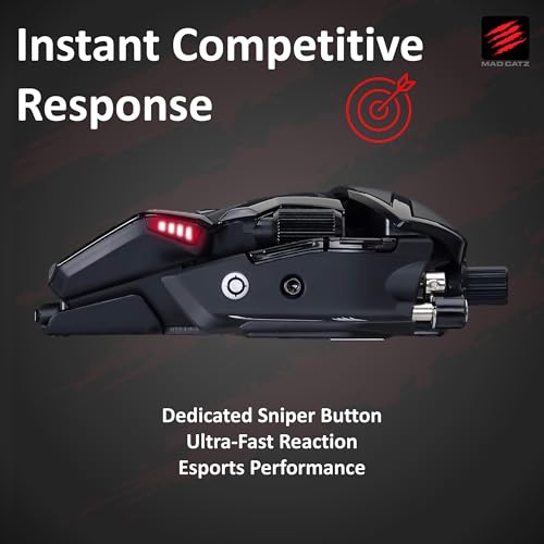 MAD CATZ R.A.T. 8+ Kabelgebundene Gaming-Maus – Ergonomisch – 11 programmierbare Tasten – Pixart 3389 Sensor 16000 DPI – PC Gamer Maus Schwarz mit roter LED & Verstellbarer Handballenauflage Bild 5