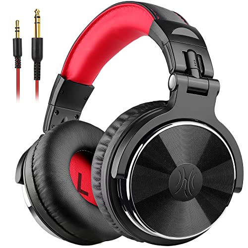 OneOdio Over Ear Kopfhörer mit Kabel, 50mm Treiber, Bassklang, 6.35 & 3.5mm Klinke, Share-Port, Geschlossene DJ Headphones für Studio, Podcast, Monitor, Handy, PC, MP3/4 (Pro-10 Rot) Bild 1