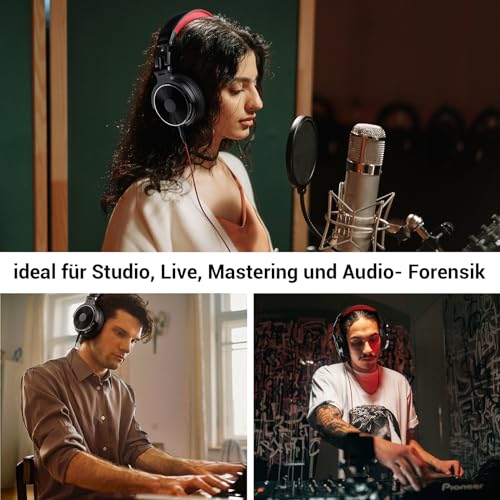 OneOdio Over Ear Kopfhörer mit Kabel, 50mm Treiber, Bassklang, 6.35 & 3.5mm Klinke, Share-Port, Geschlossene DJ Headphones für Studio, Podcast, Monitor, Handy, PC, MP3/4 (Pro-10 Rot) Bild 5