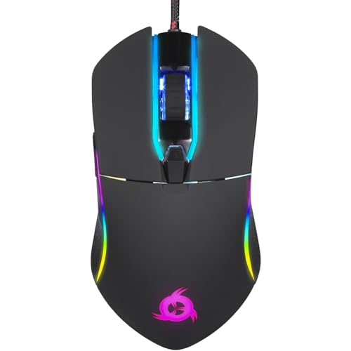 KLIM Aim Gaming Maus RGB Gamer Maus 7000 DPI - Ergonomische RGB Chroma Computermaus mit Kabel für Rechts- und Linkshänder - PS4-Gaming Mouse, Laptop und Desktop-PC + optische Präzisionsmaus - Schwarz Bild 1
