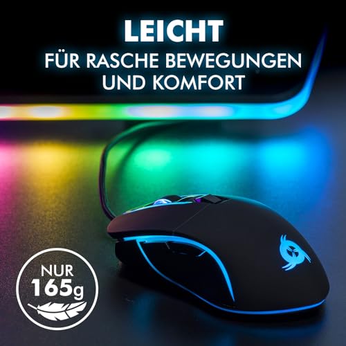 KLIM Aim Gaming Maus RGB Gamer Maus 7000 DPI - Ergonomische RGB Chroma Computermaus mit Kabel für Rechts- und Linkshänder - PS4-Gaming Mouse, Laptop und Desktop-PC + optische Präzisionsmaus - Schwarz Bild 4