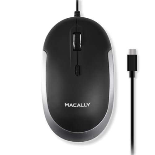 Macally USB-Typ-C-Maus – Schlankes & kompaktes Design – USB-C-Maus für MacBook Pro iMac PC usw. – Einfaches 3-Tasten- und Scrollrad-Layout mit DPI-Schalter – komfortable Plug & Play Apple-Maus mit Bild 1