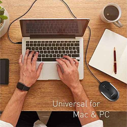 Macally USB-Typ-C-Maus – Schlankes & kompaktes Design – USB-C-Maus für MacBook Pro iMac PC usw. – Einfaches 3-Tasten- und Scrollrad-Layout mit DPI-Schalter – komfortable Plug & Play Apple-Maus mit Bild 2