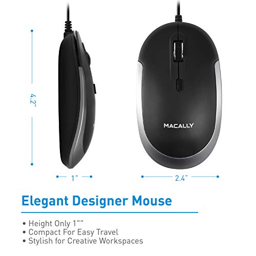 Macally USB-Typ-C-Maus – Schlankes & kompaktes Design – USB-C-Maus für MacBook Pro iMac PC usw. – Einfaches 3-Tasten- und Scrollrad-Layout mit DPI-Schalter – komfortable Plug & Play Apple-Maus mit Bild 3