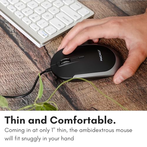 Macally USB-Typ-C-Maus – Schlankes & kompaktes Design – USB-C-Maus für MacBook Pro iMac PC usw. – Einfaches 3-Tasten- und Scrollrad-Layout mit DPI-Schalter – komfortable Plug & Play Apple-Maus mit Bild 5