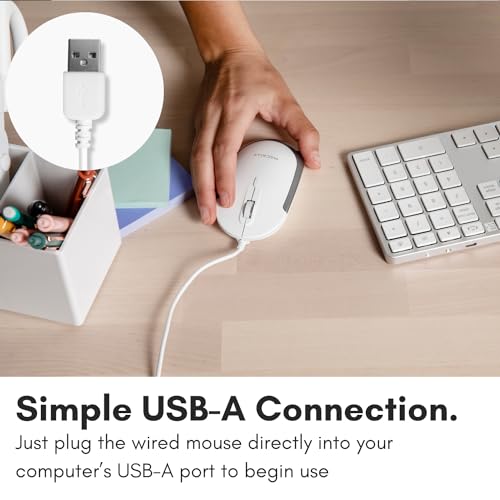 Macally Leise kabelgebundene Maus – schlanke und kompakte USB-Maus für Apple Mac oder Windows PC Laptop/Desktop – entworfen mit optischem Sensor und DPI-Schalter – einfache und Bequeme kabelgebundene Bild 3