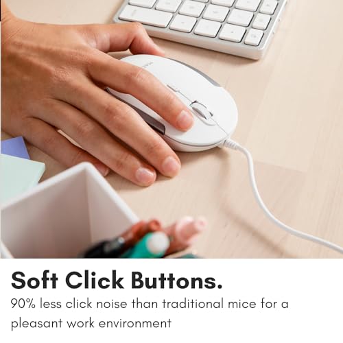 Macally Leise kabelgebundene Maus – schlanke und kompakte USB-Maus für Apple Mac oder Windows PC Laptop/Desktop – entworfen mit optischem Sensor und DPI-Schalter – einfache und Bequeme kabelgebundene Bild 4