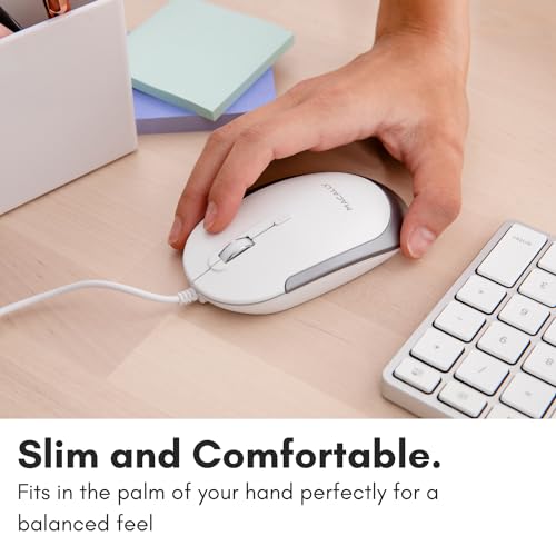 Macally Leise kabelgebundene Maus – schlanke und kompakte USB-Maus für Apple Mac oder Windows PC Laptop/Desktop – entworfen mit optischem Sensor und DPI-Schalter – einfache und Bequeme kabelgebundene Bild 5