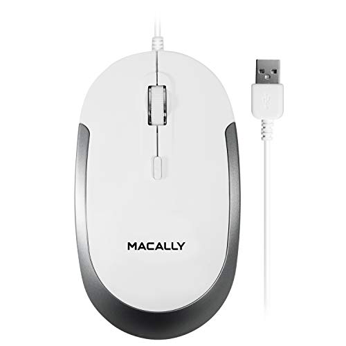 Macally DYNAMOUSE-W Macally DYNAMOUSE-W Optische USB-Maus mit 2 Tasten, Scrollrad und DPI-Taste für Mac und PC, Weiß/silberfarben Bild 1