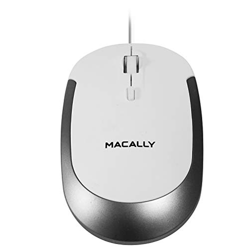 Macally DYNAMOUSE-W Macally DYNAMOUSE-W Optische USB-Maus mit 2 Tasten, Scrollrad und DPI-Taste für Mac und PC, Weiß/silberfarben Bild 2