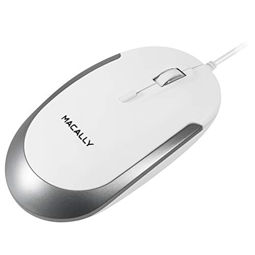 Macally DYNAMOUSE-W Macally DYNAMOUSE-W Optische USB-Maus mit 2 Tasten, Scrollrad und DPI-Taste für Mac und PC, Weiß/silberfarben Bild 3