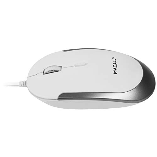 Macally DYNAMOUSE-W Macally DYNAMOUSE-W Optische USB-Maus mit 2 Tasten, Scrollrad und DPI-Taste für Mac und PC, Weiß/silberfarben Bild 7