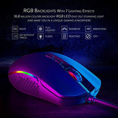 Redragon M719 Invader Optische Gaming-Maus, kabelgebunden, 7 programmierbare Tasten, RGB-Hintergrundbeleuchtung, 10.000 DPI, ergonomische Gaming-Maus für PC und Computer mit Fire Button Bild 3