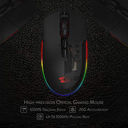 Redragon M719 Invader Optische Gaming-Maus, kabelgebunden, 7 programmierbare Tasten, RGB-Hintergrundbeleuchtung, 10.000 DPI, ergonomische Gaming-Maus für PC und Computer mit Fire Button Bild 7