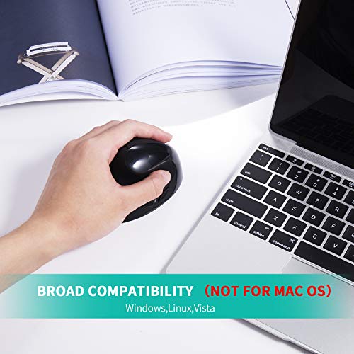 AURTEC Linkshändermaus, wiederaufladbare 2,4G-Drahtlos-Ergonomische Vertikalmäuse mit USB-Empfänger, 6 Tasten und 3 einstellbaren DPI 800/1200/1600 für Linkshänder, Schwarz Bild 7