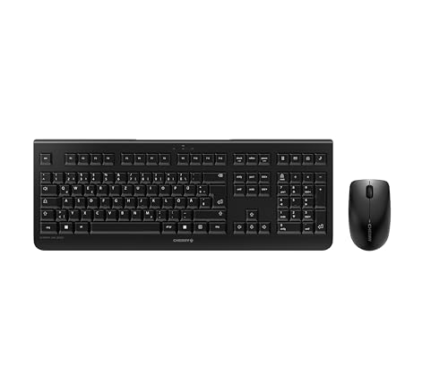 CHERRY DW 3000, Kabelloses Tastatur-Maus-Set, Deutsches Layout (QWERTZ), 2,4 GHz Funk, Flaches Design, Geräuscharme Tasten, Symmetrische Maus, Schwarz Bild 1