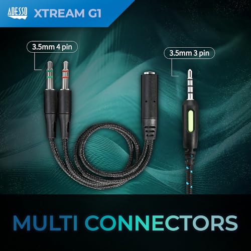 ADESSO Xtream G1 - Gaming-Kopfhörer mit Mikrofon mit Geräuschunterdrückung und LED-Beleuchtung für PC, PS4, Xbox, Nintendo Switch und Laptops, Schwarz Bild 7