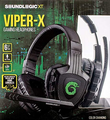 Viper-X Gaming-Headset für PS4 PC Xbox One Controller Laptop Mac Nintendo Heavy Bass Kopfhörer mit Mikrofon-LED-Lichtern 2m Kabel gepolstert Kopfbügel Ohrmuscheln Bild 6