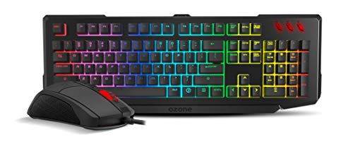 Ozone Gaming Gear Double TAP -Tastatur+Mauskombination, halbmechanische Gaming-Tastatur mit RGB-Hintergrundbeleuchtung, AVAGO Optischer Sensor Gaming-Maus, 4000 DPI, 6 Farben LED, USB Bild 1