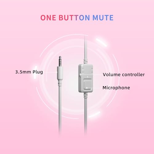 Somic G951S Rosa Gaming-Headset mit Mikrofon, Mädchen Frauen Rosa Katze Ohr-Kopfhörer mit 3,5-mm-Kabel für Xbox One, PS4, Smartphone Bild 6