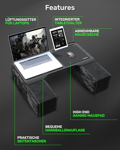 Couchmaster CYBOT, ergonomischer Laptoptisch für Couch, Sofa und Bett, extra breiter Laptop Tisch für Notebooks oder Wireless Peripherie Bild 5