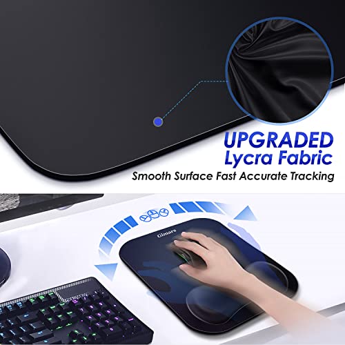 Gimars Mauspad mit Gelkissen, Ergonomisches Mousepad mit Handauflage, Gel Memory Foam Wasserdicht Mauspads mit Handgelenkauflage für Computer Laptop Offfice Heim, Schwarz Bild 2