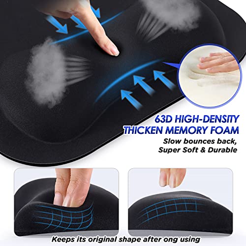 Gimars Mauspad mit Gelkissen, Ergonomisches Mousepad mit Handauflage, Gel Memory Foam Wasserdicht Mauspads mit Handgelenkauflage für Computer Laptop Offfice Heim, Schwarz Bild 4