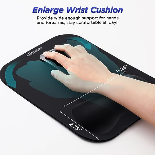 Gimars Mauspad mit Gelkissen, Ergonomisches Mousepad mit Handauflage, Gel Memory Foam Wasserdicht Mauspads mit Handgelenkauflage für Computer Laptop Offfice Heim, Schwarz Bild 6