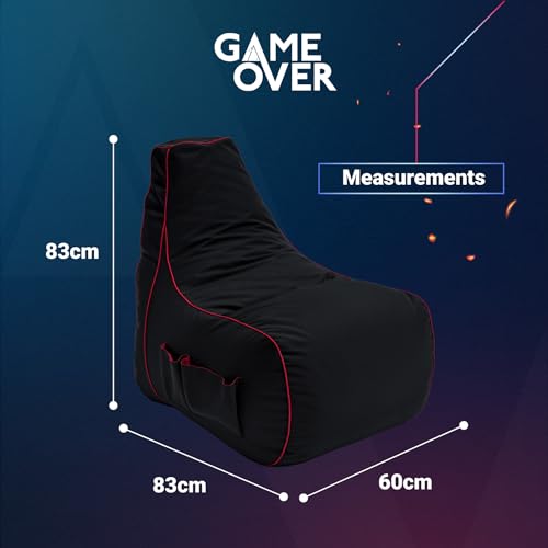 Game Over Twilight Prinzessin Video Spiele Sitzsack | Innenwohnzimmer | Seitentaschen für Controller | Headset-Halter | Ergonomisches Design für den Engagierten Spieler (Electric Crimson) Bild 3