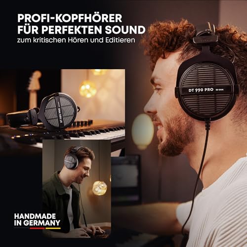 beyerdynamic DT 990 PRO Einseitiger, kabelgebundener On-Ear-Studio-Kopfhörer für Mixing, Mastering und Editing 80 Ohm, in Farbe schwarz Bild 5