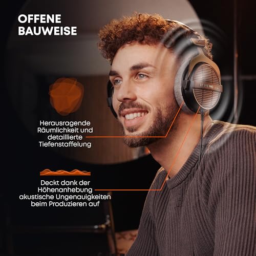 beyerdynamic DT 990 PRO Einseitiger, kabelgebundener On-Ear-Studio-Kopfhörer für Mixing, Mastering und Editing 80 Ohm, in Farbe schwarz Bild 6