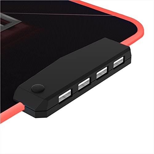Noua Dusk Pro Mauspad Gaming RGB Hub mit 4 Anschlüssen USB 2.0, Maus Pad 14 Beleuchtungsmodi XXL 800 x 300 mm, rutschfeste Unterseite aus Gummi mit 4 mm Dicke für Computer, PC und Laptop Bild 2