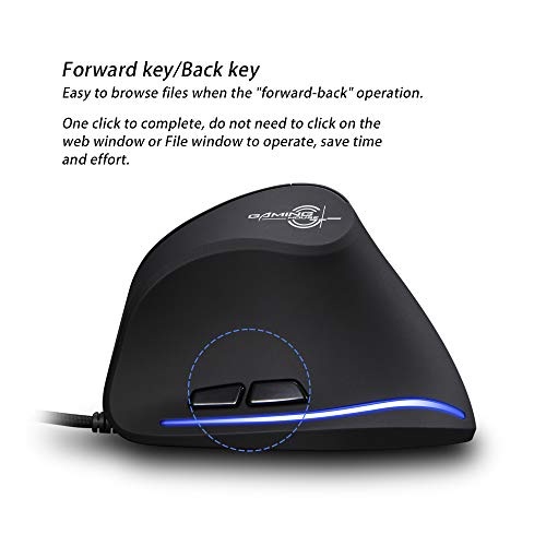 zelotes Vertikale Ergonomische Maus,3200DPI,6 Tasten,USB Optische Maus mit Kabel für Laptop,Desktop,Mac,Vorbeugung Gegen Mausarm Bild 5